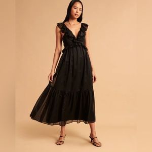 Abercrombie & Fitch Drama Ruffle Maxi Dress Black Small New Condition Never Worn
